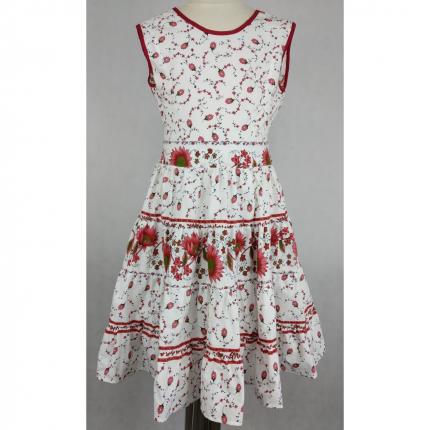 Robe provençale fille blanc et rouge