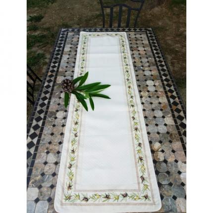 Chemin de table en tissu Provençal , confectionné en 100% coton, imprimé avec des colorants naturels, base des traditions de Pro